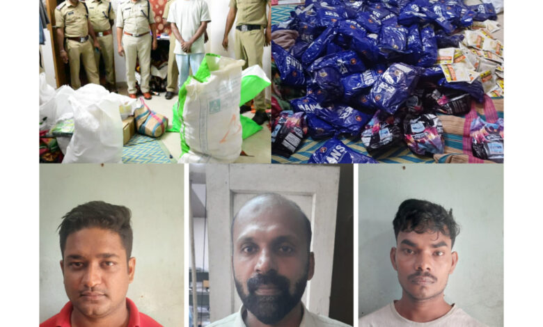 വൻനിരോധിതപുകയില ഉൽപ്പന്നവേട്ട: യു പി സ്വദേശി ഉൾപ്പെടെ മൂന്നുപേർ കിഴ് വായ്പ്പൂർപോലീസിൻ്റ പിടിയിയിലായി