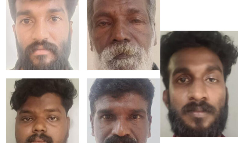 മുൻവിരോധത്താൽ തലയ്ക്കടിച്ചു ഗുരുതരമായി പരിക്കേൽപ്പിച്ച കേസിൽ 5 പേർ അറസ്റ്റിലായി