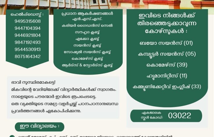 ജില്ലയിലെ മികച്ച സ്കൂളിൽ +1 പ്രവേശനം ആഗ്രഹിക്കുന്ന കുട്ടികൾക്ക് സന്തോഷവാർത്ത !!!  കോഴഞ്ചേരി സെന്റ് തോമസ് സ്കൂളിലേക്കുള്ള ഏകജാലക അപേക്ഷ  മെയ് 14 ബുധൻ മുതൽ സ്വീകരിച്ചു തുടങ്ങും